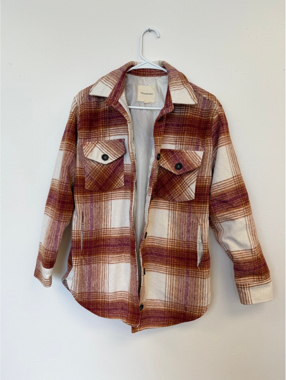Thread & Supply Women's Plaid Button-Up Shirt Jacket XS